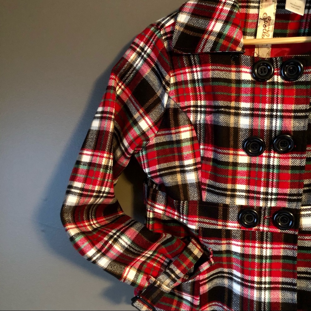 Plaid pea coat